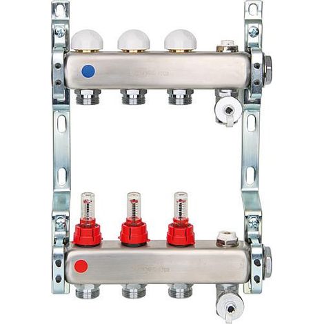 Collecteur inox avec débimètre DN 25 1" avec 5 circuits (1/2)