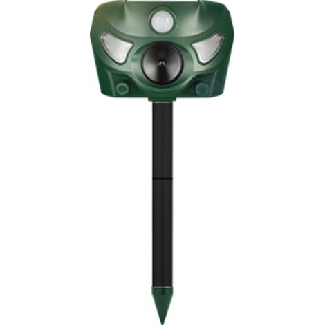 Repelente ultrasónico para gatos de exterior, 5 modos, repelente solar para gatos de exterior con alarma sonora y luces intermitentes para perros y ciervos. (1/5)