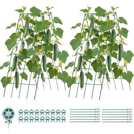 VEVOR Treillis pour Concombres 990x400 mm, Lot de 4, Treillis de Jardin en Forme de A, Support pour Plantes Grimpantes, Potager Sureleve, Haricots, Pois, Tomates, Fleurs, Cadre Metallique Antirouille (1/5)