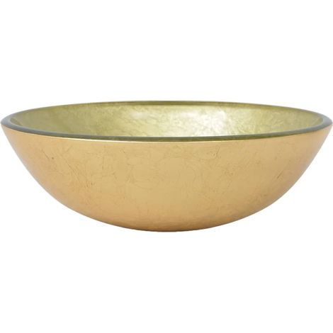 Waschbecken aus gehärtetem Glas 42 cm Gold