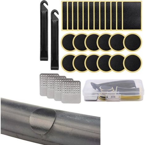 Kit di riparazione per bicicletta da 30 pezzi, toppe autoadesive e impermeabili per camere d'aria, toppe per pneumatici da mountain bike, riparazione rapida, colore nero per mountain bike (1/5)