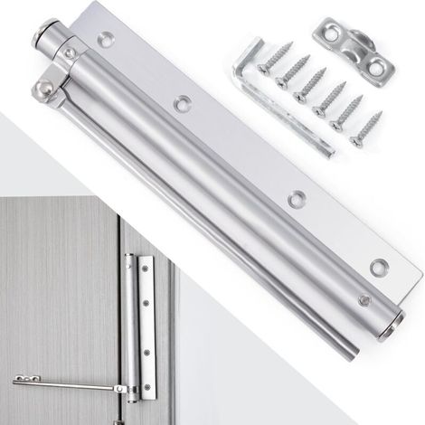 Ferme Porte Automatique Ferme Porte en Acier Inoxydable Ferme Porte à Ressort Réglable pour Porte Intérieure Bureaux Argent