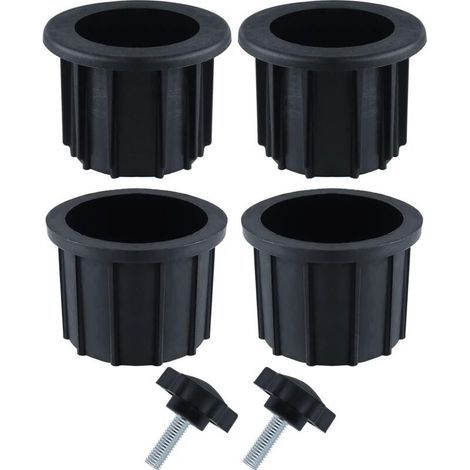 Aougo – Pack de 2 ensembles d'accessoires pour parasol – 6 pièces – 4 anneaux de 1,5 et 1,9 pouce – 2 vis M8 de 40 mm – Couleur noire (1/5)