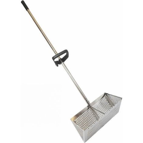 Pelle tamis inox avec manche long, pelle à tamiser pour gravier, sable, jardin et nettoyage extérieur (1/5)