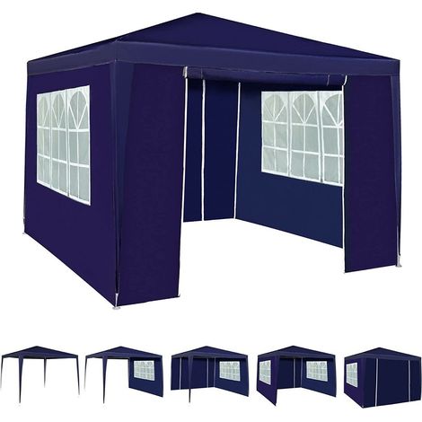 3x3m Gazebo with Side Panels Waterproof Party Event Tent Marquee Steel Frame WS BLUE (1/5)