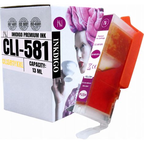 Inkdigo CLI581Y Tinte kompatibel mit Canon Pixma TR7520, TS6150, TR8550, TR8620, TÜV-zertifiziert (1/5)