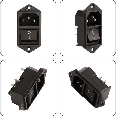 [Ander Online] 1 prise secteur IEC 320 C14 avec interrupteur à bascule, 250 V, 10 A, noire (1/5)