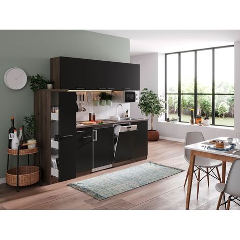 Cuisine Kitchenette Chêne York Noir Oliver 225 cm Respekta