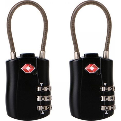 Lot de 2 Cadenas pour Bagages TSA, Cadenas de Voyage à 3 Chiffres, Cadenas à Combinaison, Cadenas à Code pour Valise de Voyage, etc. (Noir) (1/5)