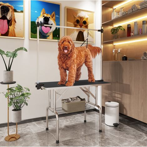 Tavolo toelettatura per cani pieghevole e regolabile 107 x 60 x 170 cm nero (1/5)