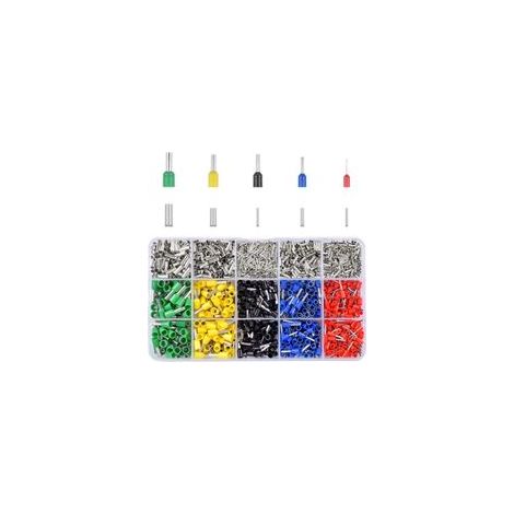 1640 Pcs Cosses Pré-Isolées/ Non Isolées Embouts de Câbles Bornes Sertir Isolées Embouts de Câblage Connecteurs Bout à Bout Electriques 12-22 AWG pour Projets d'épissage Électricien 0,5/1/1,5/2,5/4mm² (1/5)