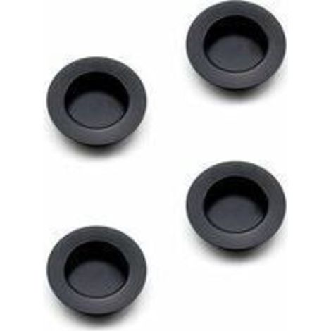 Rond, encastré, noir, pour portes coulissantes, 40 mm, pour portes coulissantes, pour armoires, tiroirs et portes