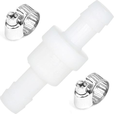 Clapet anti-retour en ligne de 10 mm de diamètre avec 2 colliers de serrage, clapet anti-retour pour machine à laver, sèche-linge, pour eau, air liquide, carburant, gaz (1/5)