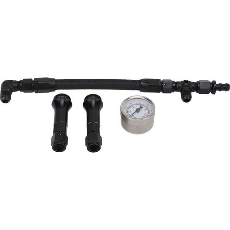Ortviai Ligne de Carburant 4150 avec Manomètre AN6, Alu et Tissu Nylon Inoxydable, Double Alimentation