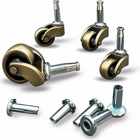 Roulettes Pivotantes Alliage Zinc – Protection Sol Laiton Antique – Rotation 360° – Pour Meubles, Canapés, Chaises (1/5)