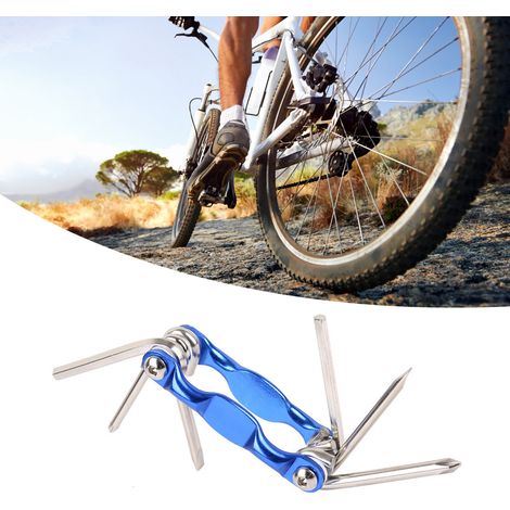 11-in-1 Fahrradreparaturset, blaues Multitool mit Kettennieter, Inbusschlüsseln, Schlitz- und Kreuzschlitzschraubendrehern, für die Wartung und Instandhaltung des Fahrrads. (1/5)