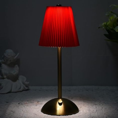 Lampe de table LED rechargeable en métal, abat-jour en tissu, 3 couleurs, chevet, salon, chambre et bar, élégante (1/5)