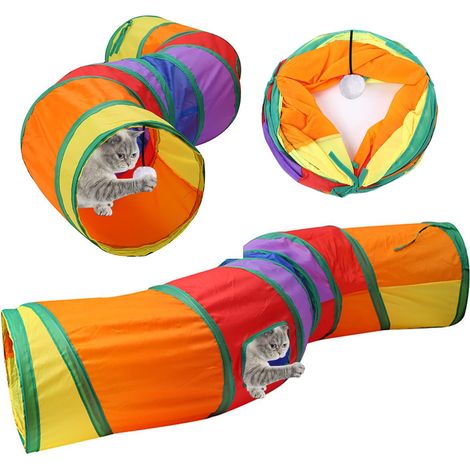Jouet Tunnel pour Chat Interieur Jouets pour Chats Jeu tunelle pour Chat Interactif 2 Voies Jouer pour Chaton Intérieur(S-Tunnel) (1/5)
