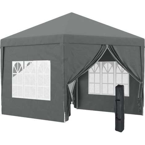 Gazebo da Esterno 3x3 m Pieghevole con 4 Pannelli Laterali, in Acciaio e Tessuto Oxford Grigio (1/5)