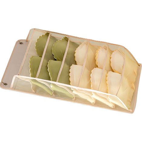 Penderie Organisateur Sous-vêtements Tissu Oxford Panneau PP Étagère Murale Sac Rangement Suspendu pour Soutiens-gorge Chaussettes Slips 5 Compartiments Beige (1/5)