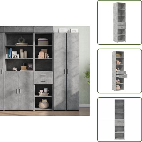 Buffet haut gris béton 45x42,5x185 cm bois d'ingénierie - Buffet Design Intemporel - Meuble Rangement - Buffet Gris - Buffet Cuisine - Buffet Salon (1/5)