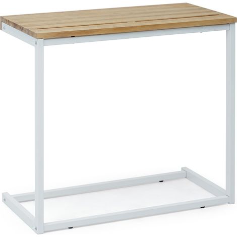 Mesita de Ordenador sofá Eco 36x70x63cm Blanca en madera maciza de pino acabado vintage estilo industrial Box Furniture (1/5)