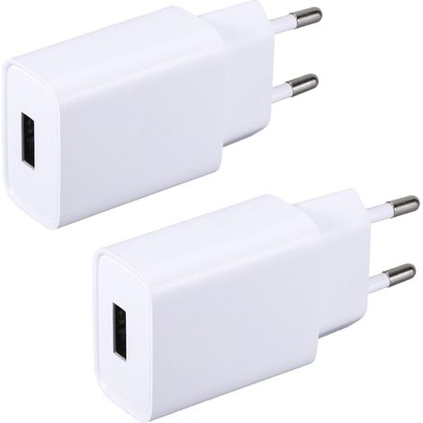 2 Pack Chargeur USB 5V 2A Adaptateur Prise Secteur Compatible avec iPhone,Samsung,écouteurs,Lecteur ebook,Lampe Table,Consoles Jeux,Routeur,Bluetooth Speaker (1/5)