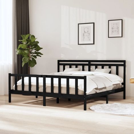 Massivholzbett Schwarz 200x200 cm vidaXL (1/5)