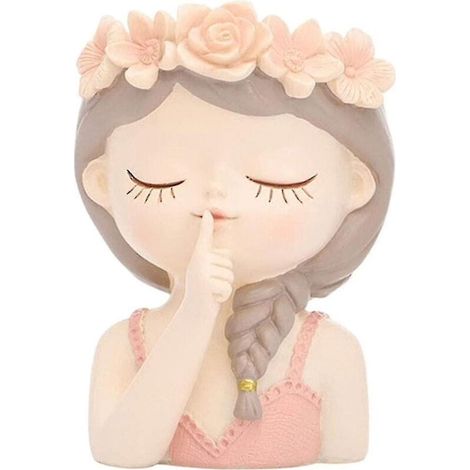 Pots pour plantes succulentes en forme de tête féminine mignonne avec trou de drainage, pour fleurs, cactus et plantes d'intérieur - Statue de visage créative pour la maison (1/5)