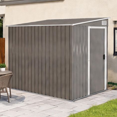 Abri de jardin coloris gris clair en acier 154 x 206,5 x 181 cm (1/5)