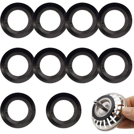 Lot de 10 Joints de Bonde de Lavabo et Évier, Joints d'Étanchéité en Caoutchouc pour Siphon et Vidange de Cuisine et Salle de Bain, Diamètre Intérieur 32mm, Extérieur 54mm, Noir (1/5)