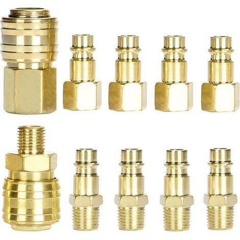 Lot de 10 raccords à air comprimé Euro 1/4" BSP pour tuyaux, raccord rapide pour tuyau, tuyau d'air, compresseur, raccords de tuyau d'air, raccord de tuyau d'air (1/5)