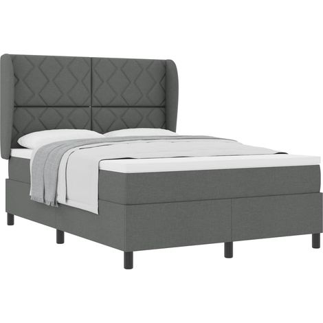 Maison Exclusive - Letto a molle con testiera Grigio scuro 140 x 200 cm Tessuto (1/5)