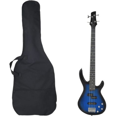 Teenpull – E-Bass für Anfänger mit Tasche Blau und Schwarz 4/4 46" (1/5)