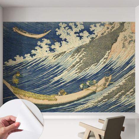 Papier peint adhésif autocollant pour salon chambre à coucher peint imprimé Installation facile Vagues 152x104 cm (1/5)