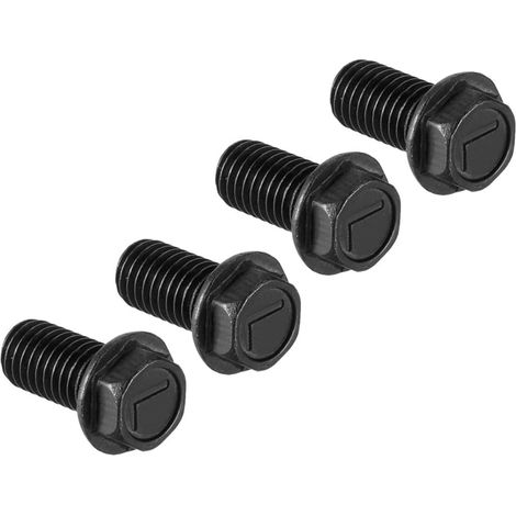 4pcs Boulons à embase hexagonale M7x16mm filetage à gauche acier au carbone de qualité 8.8 noir (1/2)