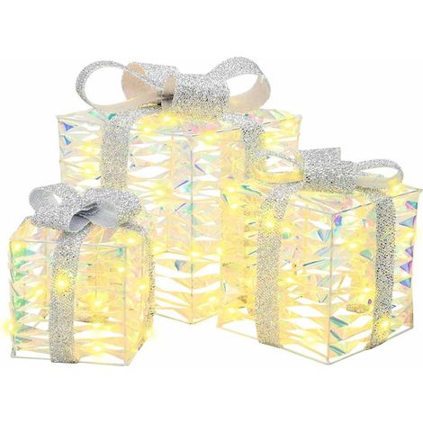 Boîte Cadeau avec 60 LED 3 pcs Blanc chaud 20 x 20 x 20 cm PET