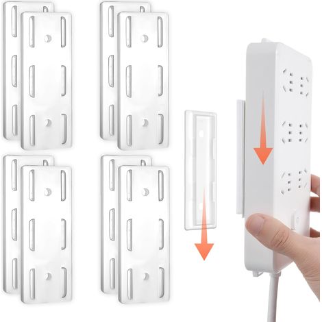 8 stuks sokkelhouders, zelfklevend, stopcontactstrip houder, stopcontactfixeermiddel, muurbeugel, stopcontacthouder voor het organiseren van stopcontacten, zakdoeken, computers, keuken