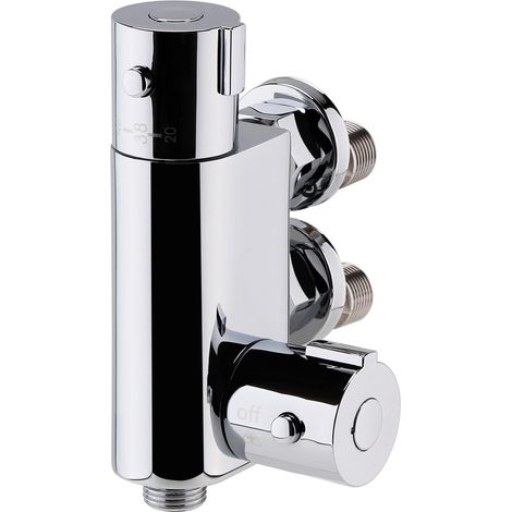 Contemporary Round Vertical Thermostatic Shower Bar Valve (1 Outlet) - Chrome - Balterley