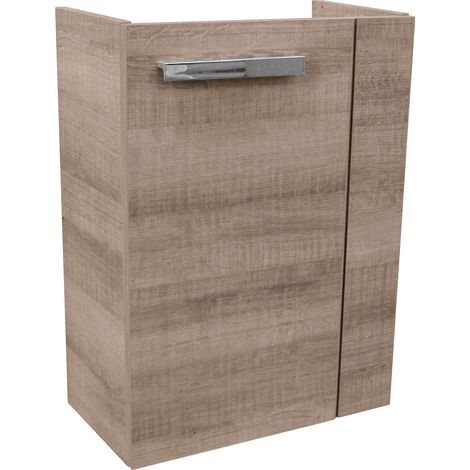 Fackelmann A-VERO Waschbeckenunterschrank schmal – Unterschrank für Waschtisch im Gäste-WC (44 cm x 60 cm x 24,3 cm) – Türanschlag links – SBC Badezimmerschrank hängend in Braun hell"-"86018 (1/5)
