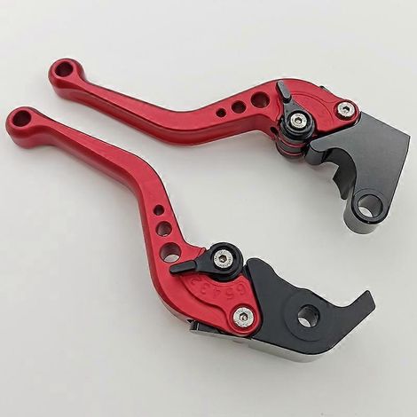 Accessoires modifiés pour moto YZF R1 R6 : embrayage de frein réglable en alliage d'aluminium, frein à bascule avec klaxon, levier de guidon (rouge 2) (1/5)