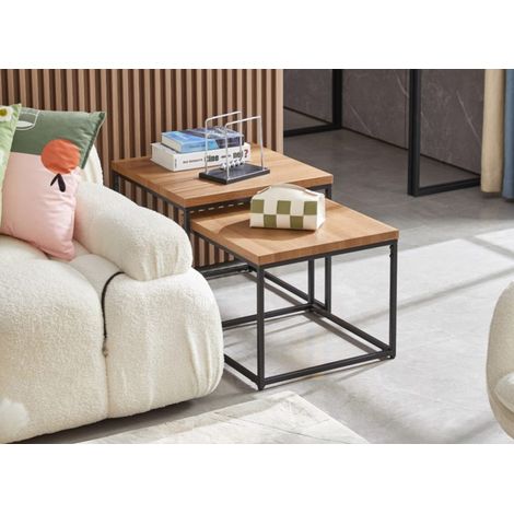 Lot de 2 tables basses gigognes carres design solita (1/5)