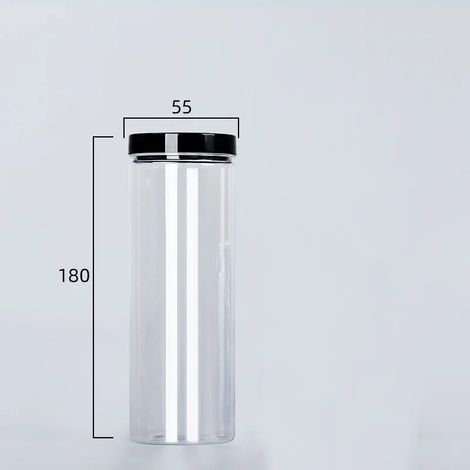 (noir - 420 ml) Boîte de conservation transparente avec couvercle, bouteille d'emballage vide en plastique, seau de rangement circulaire, boîte à biscuits, boîte de conservation alimentaire scellée, r (1/5)