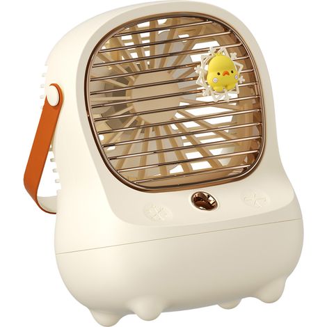 Elektrischer Tischventilator mit USB-Ladefunktion, tragbar, für Zuhause und unterwegs, weiß (1/5)