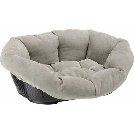 Ferplast SOFA' PRESTIGE Cuccia in plastica per cani e gatti con rivestimento imbottito. Varie misure. Variante SOFA' 4 - Internal size 37 x 24 cm - Misure: 64 x 48 x h 25 cm - Grigio