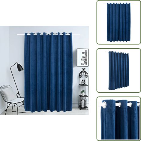 Rideau occultant et anneaux Velours Bleu foncé 290x245 cm - Rideau Velours - Rideau Bleu - Rideau Occultant - Décoration Intérieure - Intimité (1/5)
