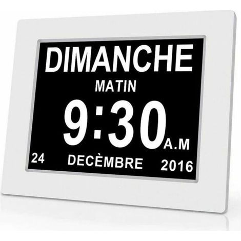 Horloge calendrier numérique One Piece 7 pouces avec date et heure, horloge Alzheimer pour parents, rappel de médicaments pour grands-parents et enfants - Blanc - 20414324mm (1/5)