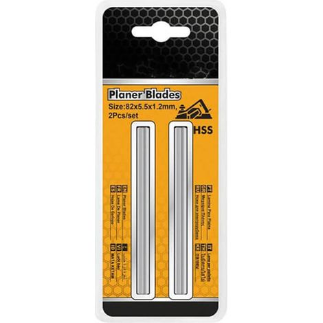 2 Lame per piallatrice elettrica mis. 82x5,5x1,2 mm realizzate in acciaio HSS ideali per lavori di levigatura del legno (1/5)