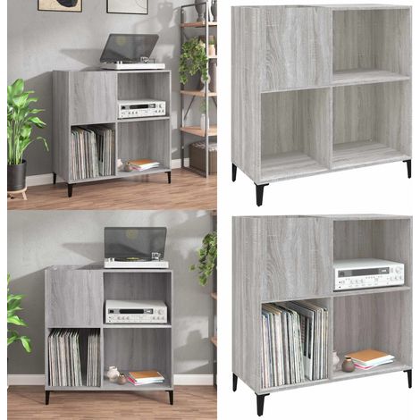 Armoire à disques sonoma gris 84,5x38x89 cm bois d'ingénierie - Meuble À Disques - Armoire À Vinyle - Rangement Disque Vinyle - Étagère Musique - Meuble Audio - Home & Living (1/5)