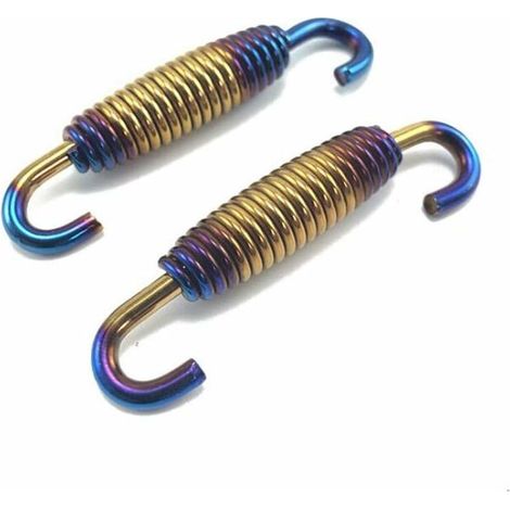 Bleu Ressorts d'échappement, 2 pcs 58mm moto couleur Printemps moto échappement tuyaux moyens Ressorts en acier inoxydable Ressorts pivotant montage Ressorts universels moteurs pièces (1/5)